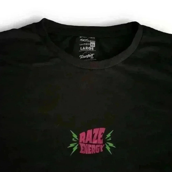 Raze Athletics Black Graphic Print T-Shirt‎ XL Frankensour Energy Short Sleeve - Picture 2 of 5